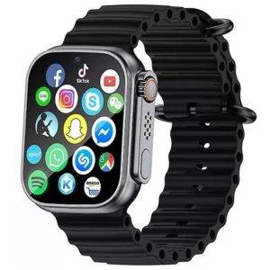 T800 Ultra Smart Watch & Wireless Charger Smartwatch Series 8 (Black Strap, Free Size)